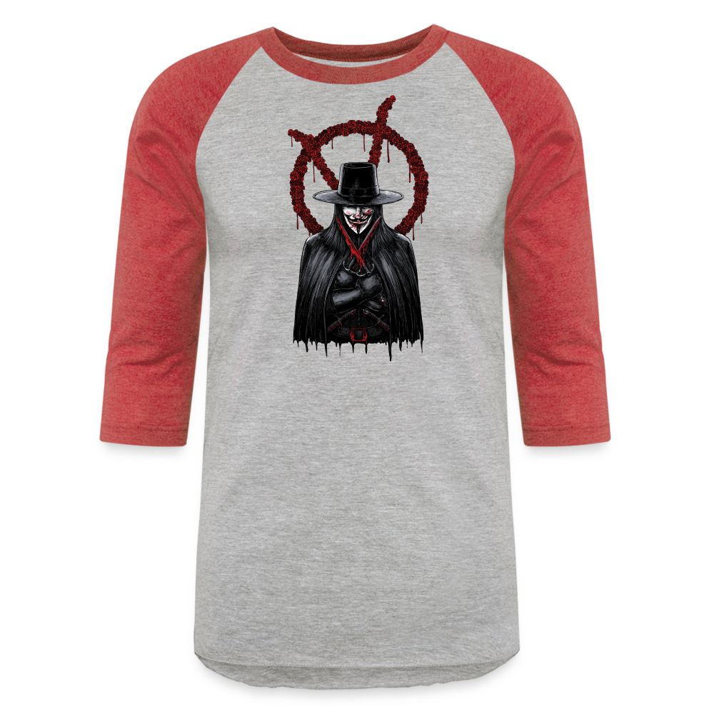 V - Baseball T-Shirt - heather gray/red