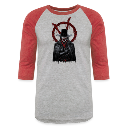 V - Baseball T-Shirt - heather gray/red