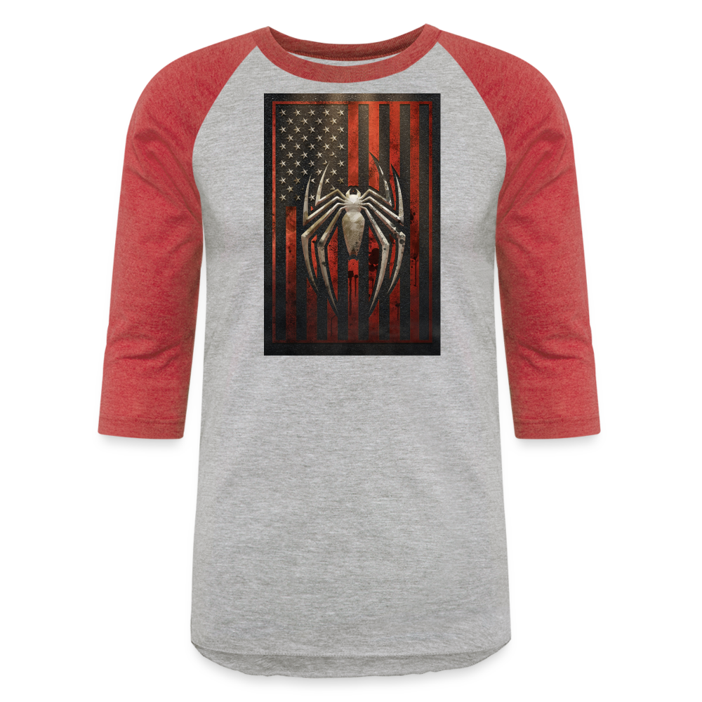 With Great Power... - Baseball T-Shirt - heather gray/red