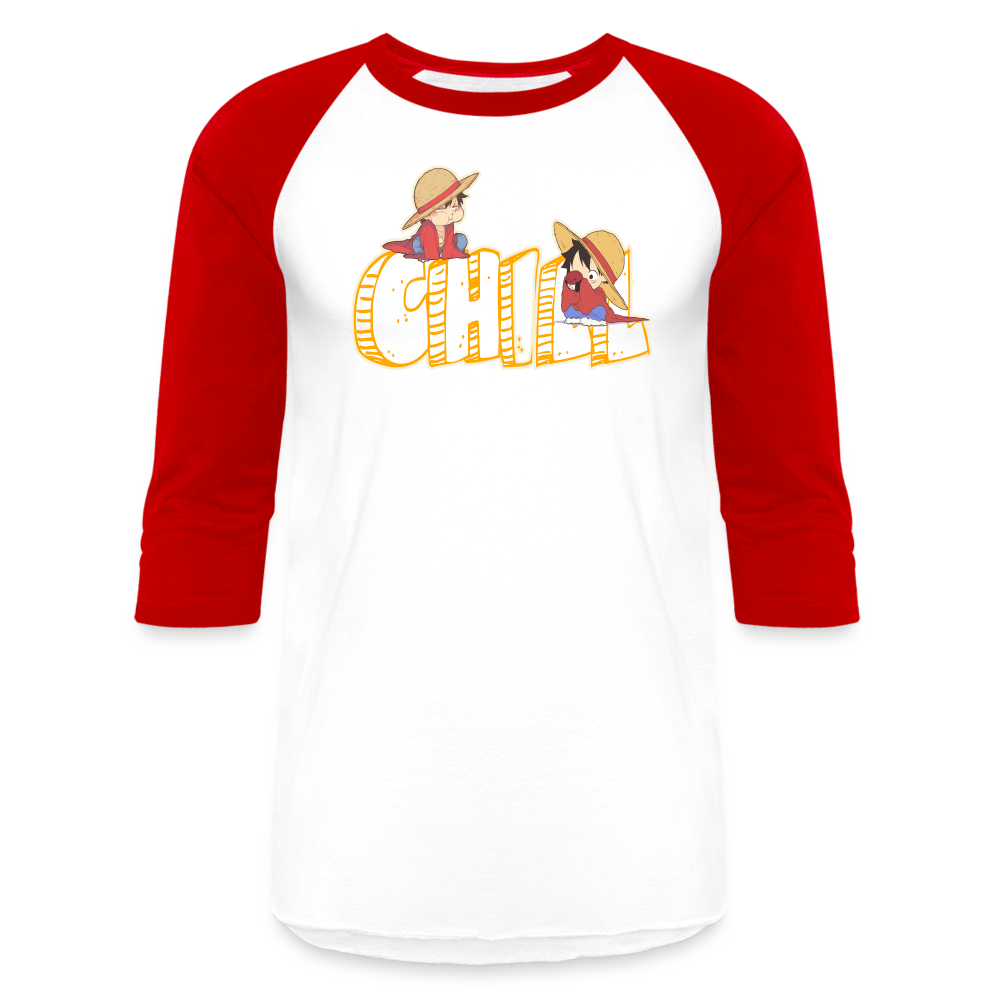 Luffy Chill - Baseball T-Shirt - white/red