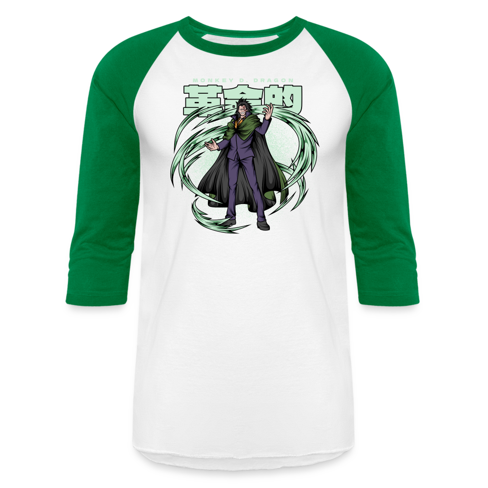 Rebellious Dragon - Baseball T-Shirt - white/kelly green