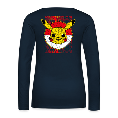 Stained Glass Pikachu - Women's Premium Long Sleeve T-Shirt - deep navy