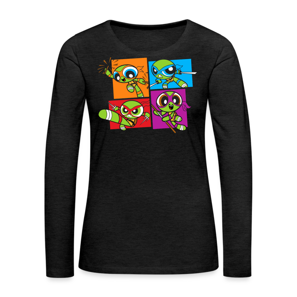 Powerpuff Turtles - Women's Premium Long Sleeve T-Shirt - charcoal grey