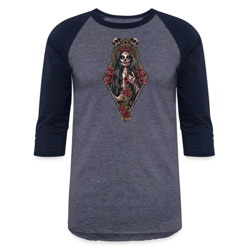 La Llorona (Color) - Unisex Baseball T-Shirt - heather blue/navy