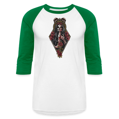 La Llorona (Color) - Unisex Baseball T-Shirt - white/kelly green