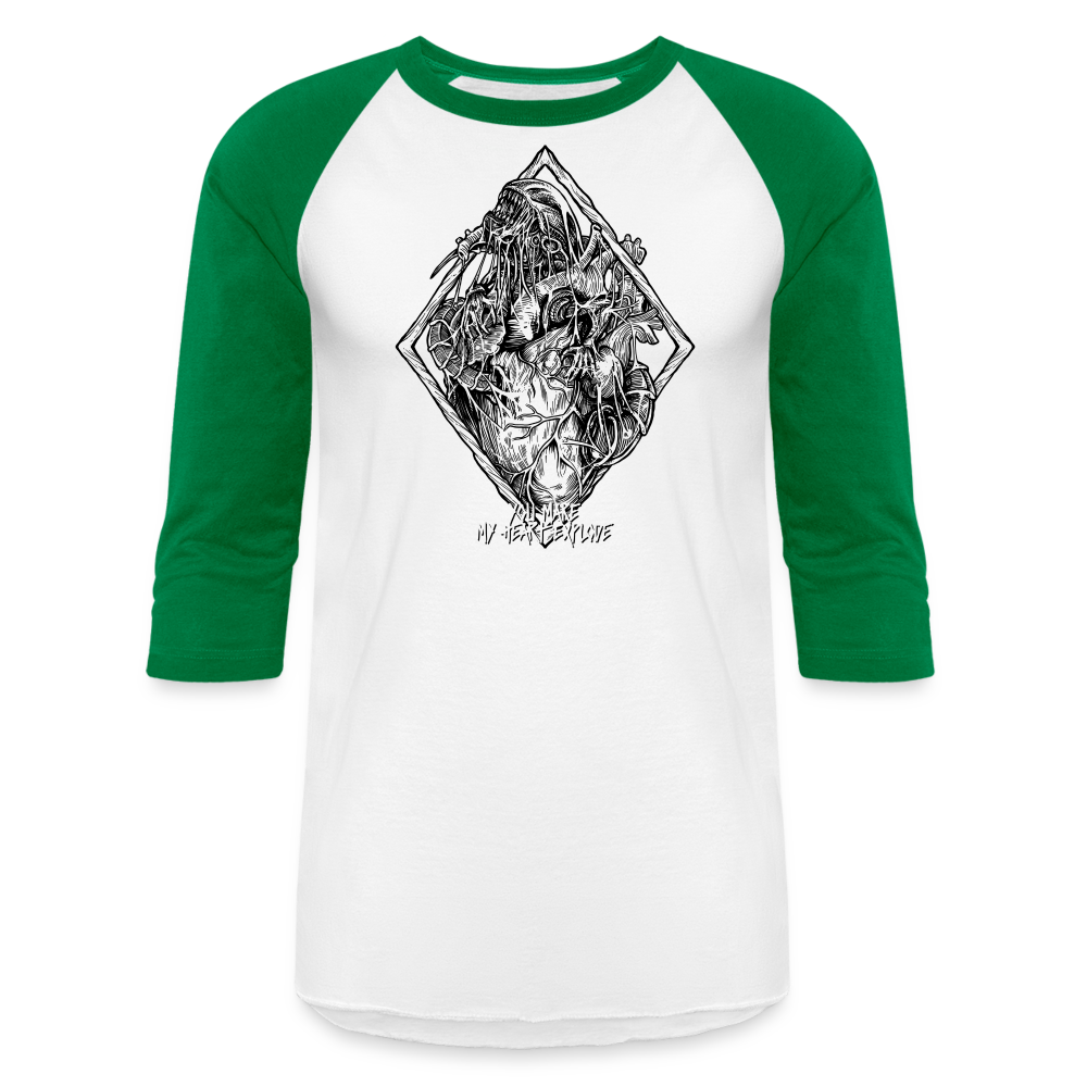 Bursting With Love No Color - Baseball T-Shirt - white/kelly green